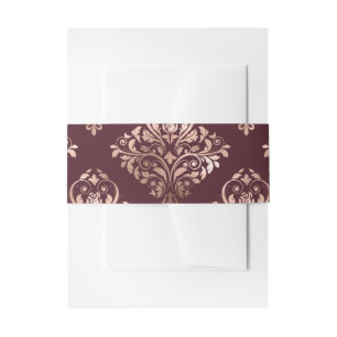 Bandeau De Faire-part Bourgogne - Mariage Damassé Marsala et Or Rose