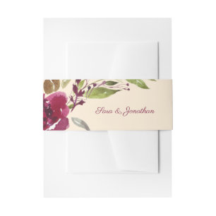 Bandeau De Faire-part Bourgogne Marsala Floral et Verdure Mariage
