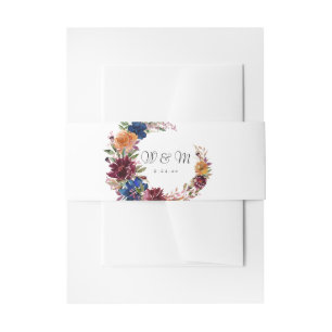 Bandeau De Faire-part Bourgogne & Orange Nuit Automnal Floral 5