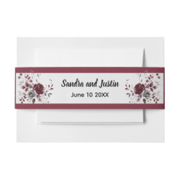 Bandeau De Faire-part Bourgogne profond gris argent aquarelle floral per