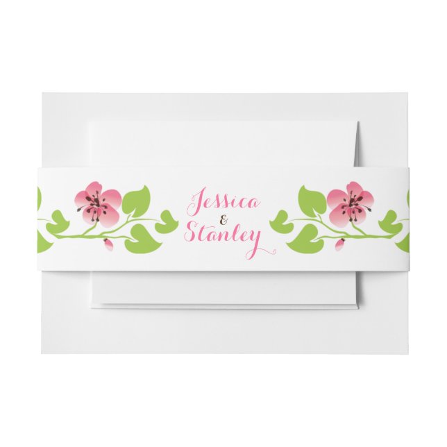 Bandeau De Faire-part Branche avec fleurs de cerisier rose mariage de pr (Devant Example)
