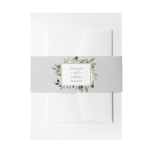 Bandeau De Faire-part Branche d'olive moderne Mariage gris