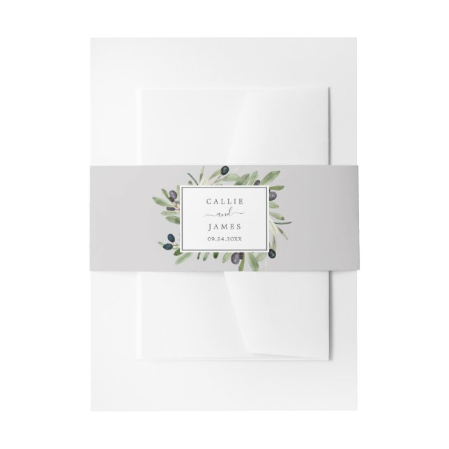 Bandeau De Faire-part Branche d'olive moderne | Mariage gris (Devant example)