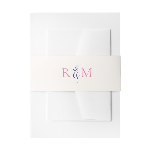 Bandeau De Faire-part Bright Pink Navy Simple Monogramme Mariage (Devant example)