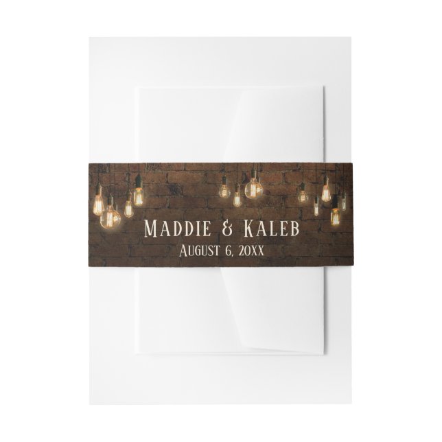 Bandeau De Faire-part Briques industrielles, Edison Lights, Noms et Date (Devant example)