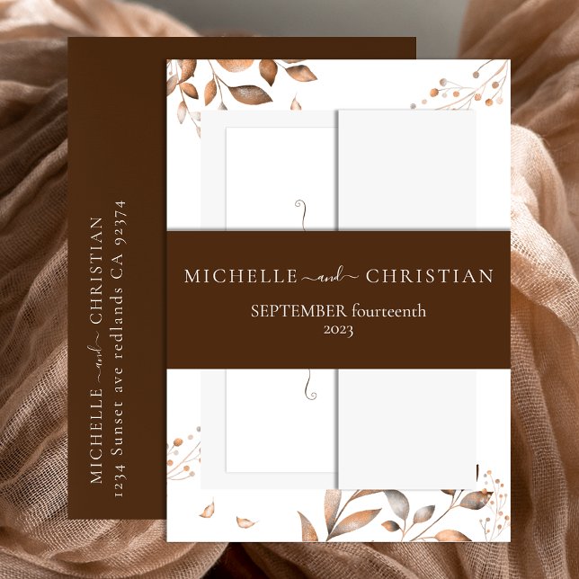 Bandeau De Faire-part Brown Fall In Love Autumn Foliage (Créateur téléchargé)