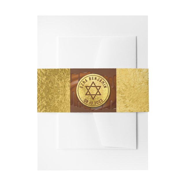 Bandeau De Faire-part Brown Gold Chocolat Bar Mitzvah ou Bat mitzvah (Devant example)