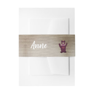 Bandeau De Faire-part Brown ours Bébé Fête Fille Invitation Bandes du ve