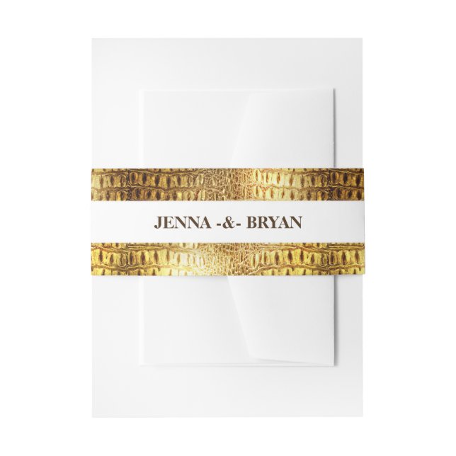 Bandeau De Faire-part Brun brillant d'or de peau de crocodile (Devant example)