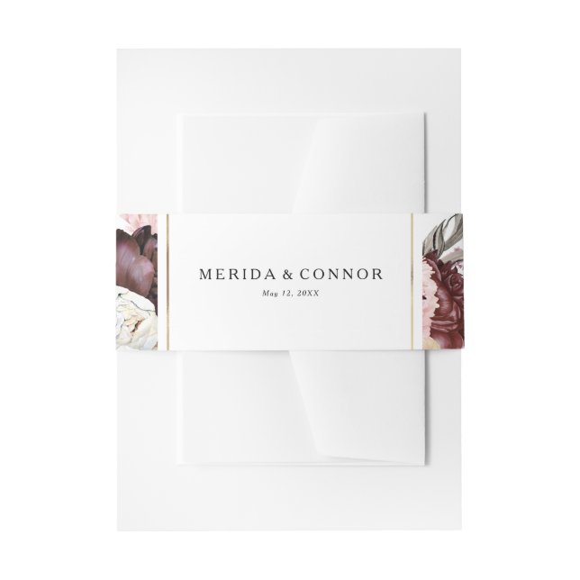 Bandeau De Faire-part Burgundy Boho Floral Faire-part de mariage Belly B (Devant example)