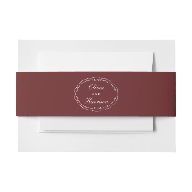 Bandeau De Faire-part Burgundy Wedding Invitation Belly Band (Devant Example)