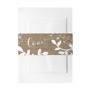 Bandeau De Faire-part Burlap Lights & White Lace Love Typographie