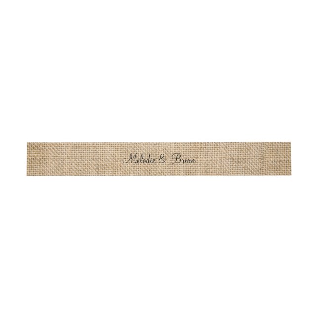 Bandeau De Faire-part Burlap Rustic Mariage Couple Noms Faux Texture (Plat)