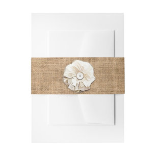 Bandeau De Faire-part Burlap Shabby Floral Chic Bow Mariage Belly Band