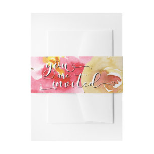 Bandeau De Faire-part Burlap Watercolor Flowers 3 Vous êtes invité Scrip