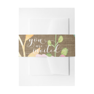Bandeau De Faire-part Burlap & Watercolor Flowers Vous êtes invité Scrip