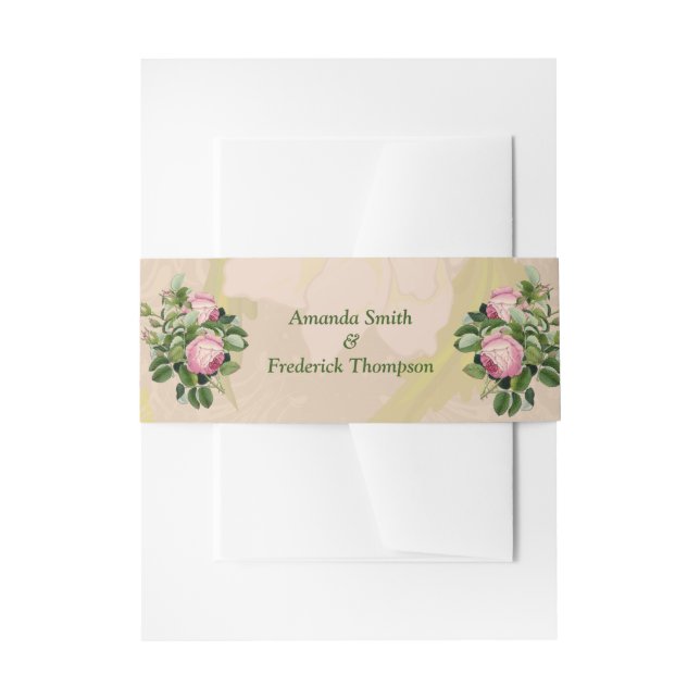 Bandeau De Faire-part Bush Garden Green - soft rose roses Enveloppe Band (Devant example)