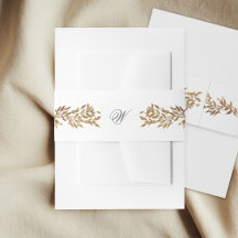 cadre botanique monogrammé mariage blanc et or