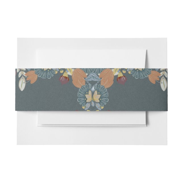 Bandeau De Faire-part Cadre d'art populaire en bleu Brown (Devant Example)