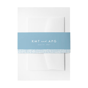 Bandeau De Faire-part Cadre en tuiles bleues mariage grec initiales simp
