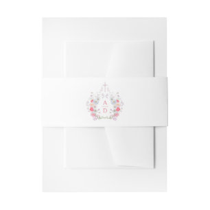 Bandeau De Faire-part Cadres de fleurs roses Monogrammes de mariage reli