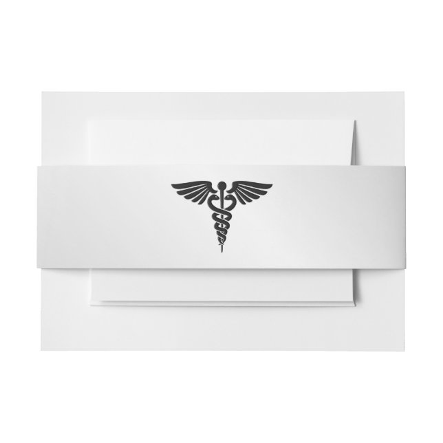 Bandeau De Faire-part Caducée Médicale en argent (Devant Example)