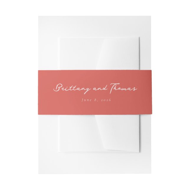 Bandeau De Faire-part Calligraphie Corail Romantique (Devant example)