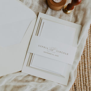 Bandeau De Faire-part Calligraphie d'or romantique   Mariage florissant