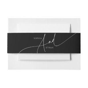 Bandeau De Faire-part Calligraphie minimaliste Mariage moderne Noir