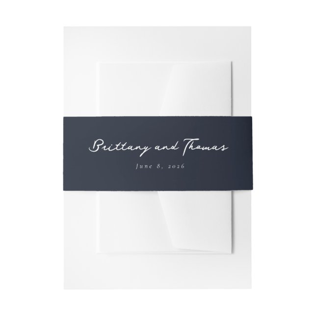 Bandeau De Faire-part Calligraphie Navy Sophistiquée (Devant example)
