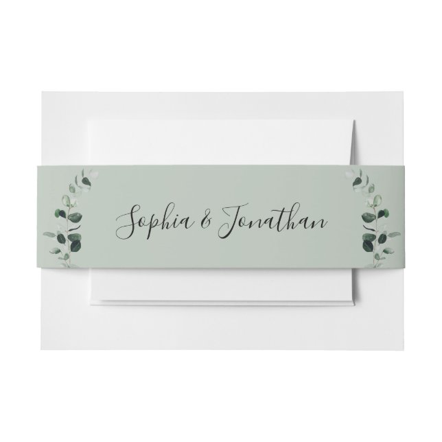Bandeau De Faire-part Calligraphie romantique Eucalyptus Sage Mariage (Devant Example)