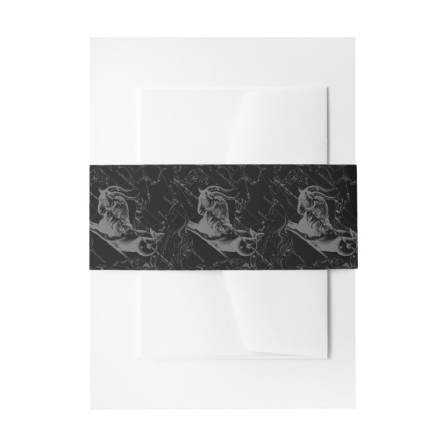 Bandeau De Faire-part Capricorne Constellation Hevelius 1690 sur Noir (Devant example)