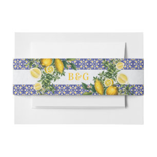 Bandeau De Faire-part Carrelage bleu blanc jaune méditerranéen Mariage c