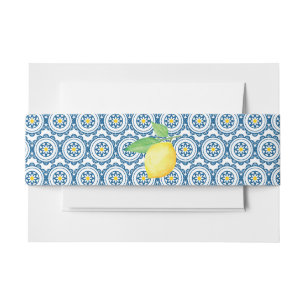 Bandeau De Faire-part Carrelage méditerranéen Aquarelle Mariage citron