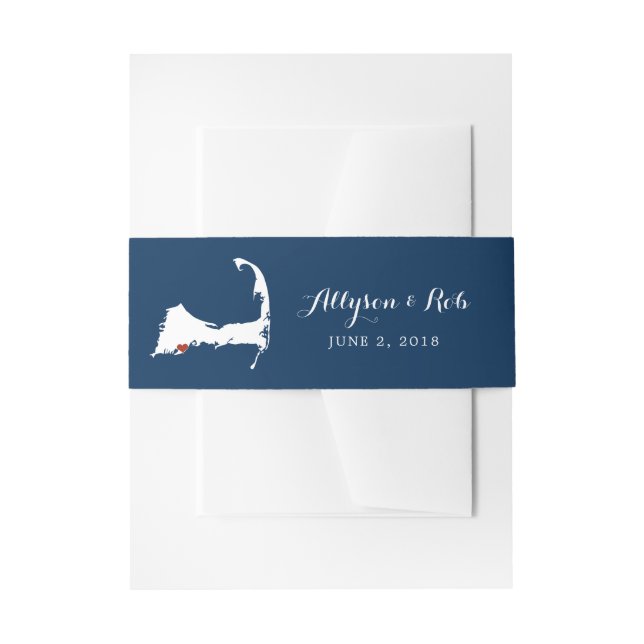 Bandeau De Faire-part Carte bleue de Falmouth Cape Cod avec le coeur | (Devant example)