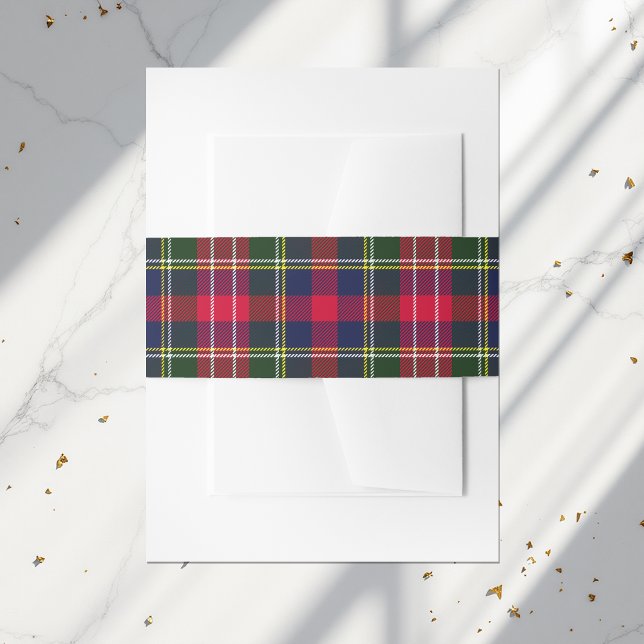 Bandeau De Faire-part Carte de Noël Paix & Joie Plaid (Peace & Joy Plaid Christmas Card Invitation Belly Band)