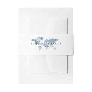Bandeau De Faire-part Carte du monde bleu Destination Mariage Voyage Thè