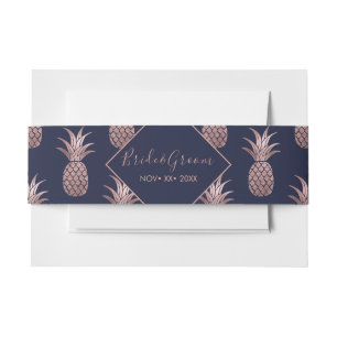 Bandeau De Faire-part Cartes d'invitation Ananas en Rose Gold avec Bande