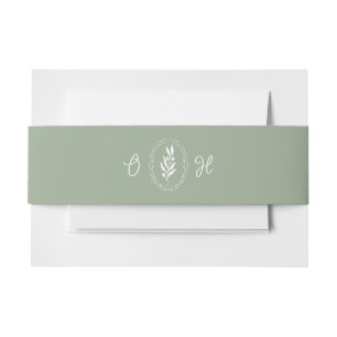 Bandeau De Faire-part Carton d'invitation Monogramme Olive Vert Sauge Ar
