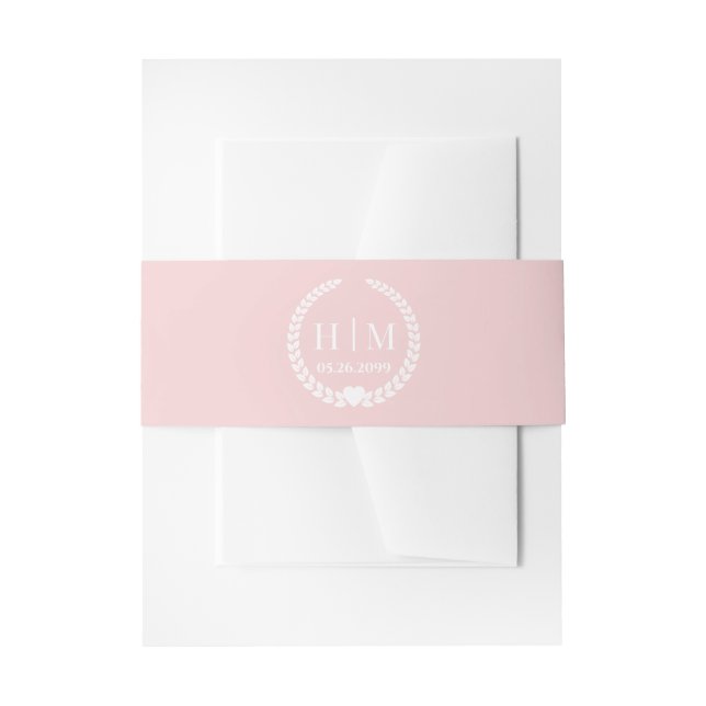 Bandeau De Faire-part Carton d'invitation simple monogramme rose pâle (Devant example)