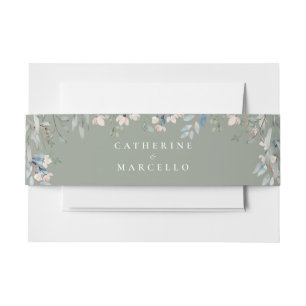 Bandeau De Faire-part Cascade Floral Élégant Mariage Vert Sauge
