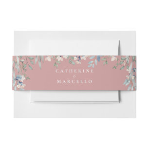 Bandeau De Faire-part Cascade Floral Élégant Rose Poussiéreuse Mariage R