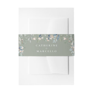 Bandeau De Faire-part Cascade Floral Moderne Mariage Vert Sauge