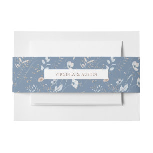 Bandeau De Faire-part Ceinture Ventrale Florale Bleue Bohème