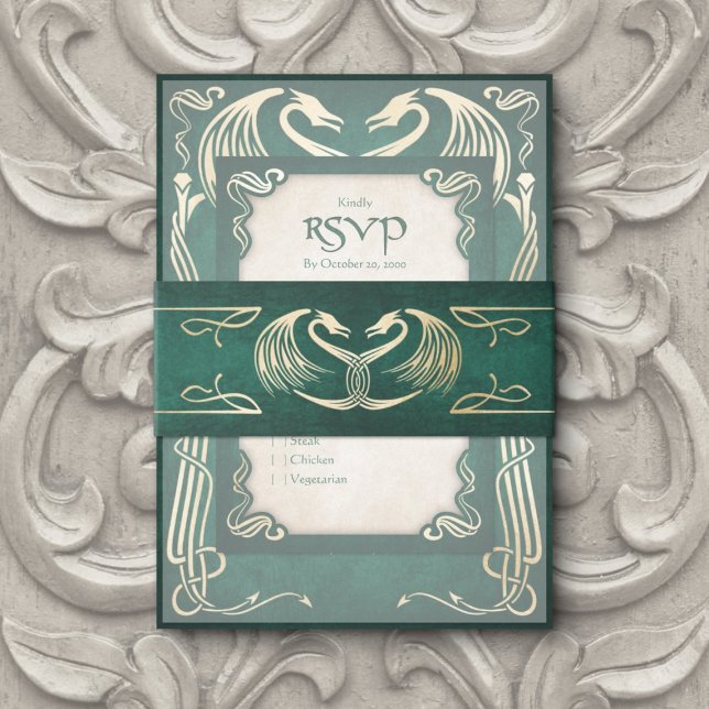 Bandeau De Faire-part Celtic Viking Dragon Mariage (Créateur téléchargé)