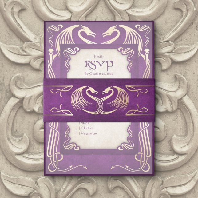 Bandeau De Faire-part Celtic Viking Dragon Mariage (Créateur téléchargé)