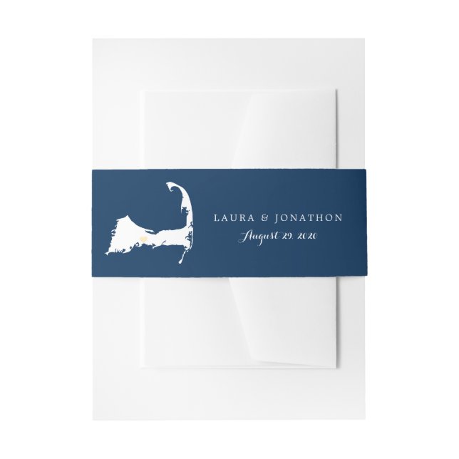 Bandeau De Faire-part Centerville Navy Cape Cod Carte du coeur jaune Mar (Devant example)