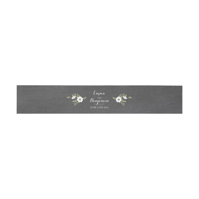 Bandeau De Faire-part Chalkboard Anemones Peint -bande ventre d'invitati (Plat)
