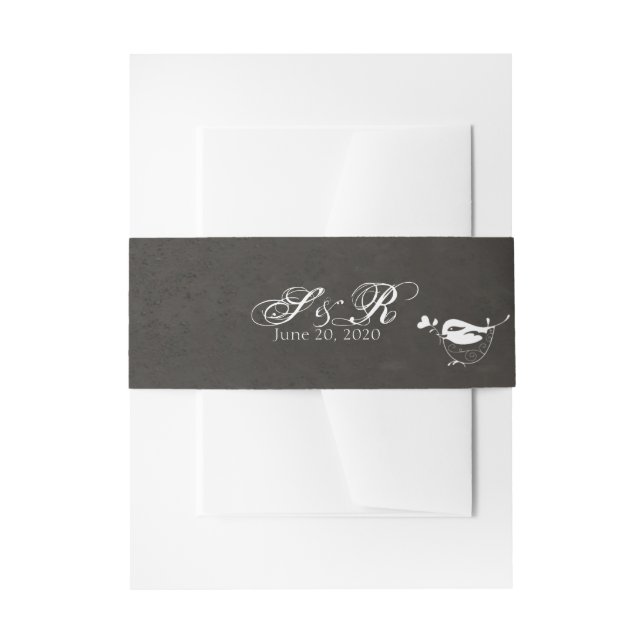 Bandeau De Faire-part Chalkboard Inséparable Mariage Belly Band (Devant example)