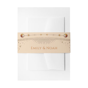 Bandeau De Faire-part Champagne céleste Gold Sun Moon Stars Mariage